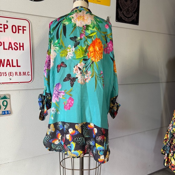 Johnny Was Panya Karis Button Down 100% Silk - Picture 5 of 12